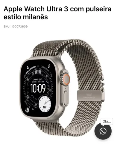 ? Apple Watch Ultra 3 GPS + Cellular Caixa de titânio 49 mm + pulseira estilo milanês