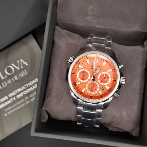 Relógio Bulova Marine Star Chronograph (96B395 Mostrador Laranja) - NOVO