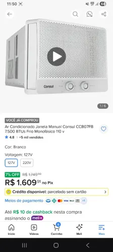 Ar condicionado 7000 só usei 2 meses tá novo