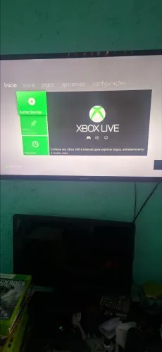 XBOX 360 COM 3 CONTROLES + KINET E 16 JOGOS ORIGINAIS