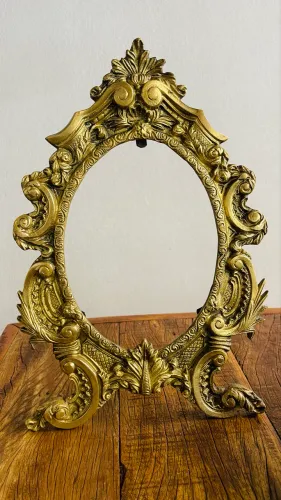 Antigo Espelho de Mesa em Bronze 34x 23 cm | 1,1 kg