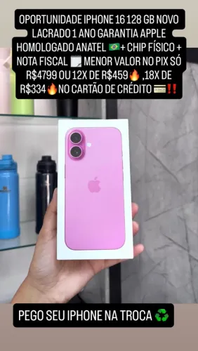 iPhone 16 rosa novo lacrado 1 ano garantia + nota fiscal