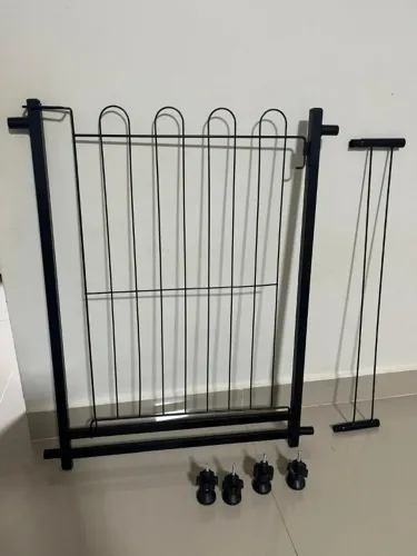 Portão Grade Segurança Pet Bebe Com Extensor Preto Aramado
