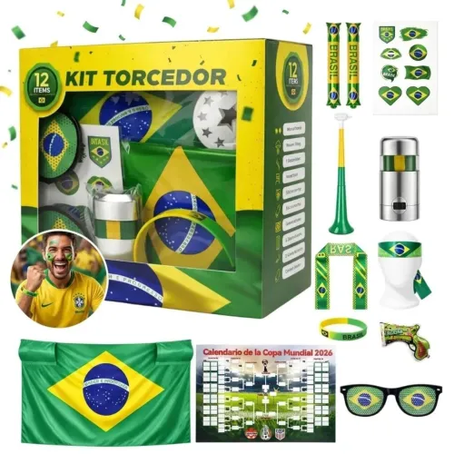 Kit Torcedor Brasil 12 Itens Completo Copa Jogos Seleção Brasileira