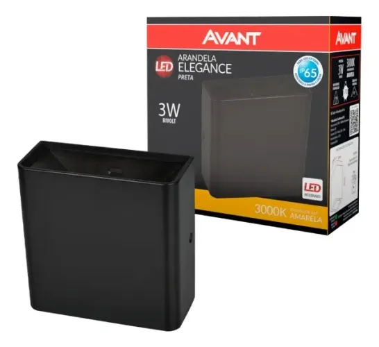 Arandela De Led Avant Elegance Preto 3W 3000K Luz Amarela Bivolt
