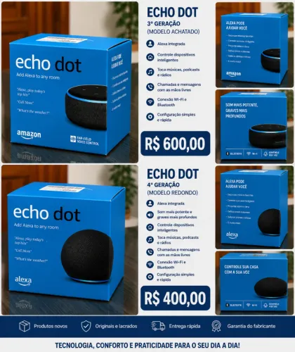Echo Dot - caixa azul lateral