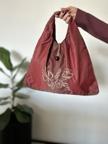 bolsa vintage vermelho vinho corrente banhada ouro