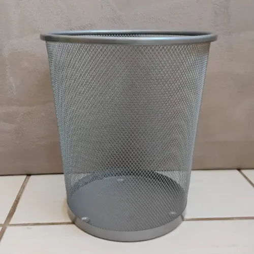 Lixeira Para Escritório Cesto De Lixo Em Aço Telado Cinza 