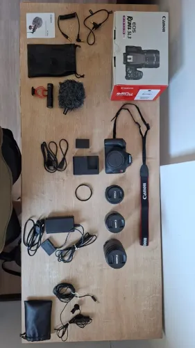 Canon SL3 + 3 Lentes + Microfones + Dummy battery + filtro + bolsa