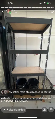 Prateleira de aço e mdf