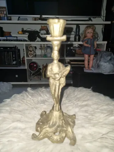 Lindo cartal de bronze a dama tocando banjo 21 de altura