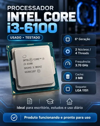 Processador Intel Core i3-6100 6ª Geração 3.70GHz LGA 1151 2 Núcleos 4 Threads