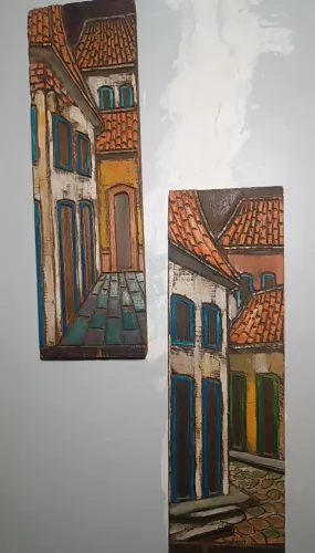 Quadro de Madeira Entalhado Artesanal - Artes do Brasil <br>60 x 18 cm<br>250,00 os do