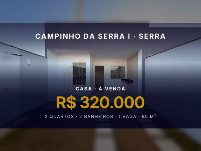 Linda casa linear com 2 quartos e suíte em Campinho da Serra!