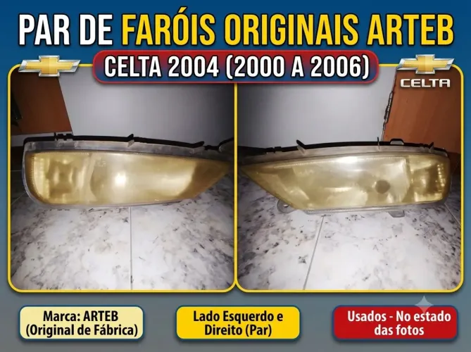 Par de Faróis Originais Arteb - GM Celta 2000 a 2006