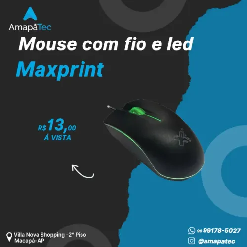 Mouse Maxprint Ergon LED 1200DPI 3 Botões USB