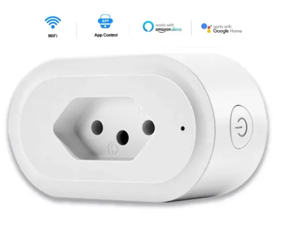 Tomada Inteligente Wi-Fi Temporizador Monitor de Consumo Controle por APP Alexa Google 