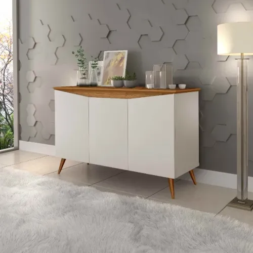 Buffet Aparador Encanto 3P Off White. Nature Até 12x - Frete Grátis
