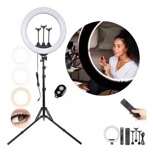 Ring Light 14 Polegadas 35cm 30w com controle remoto, suporte para celular, tripé de 1,3cm