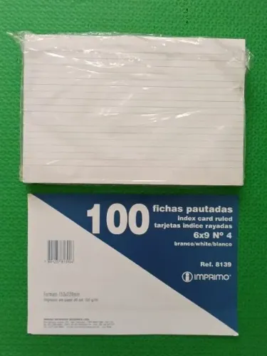 Fichas pautadas 6"x9" nº 4, ref. 8139, formado 153x229mm