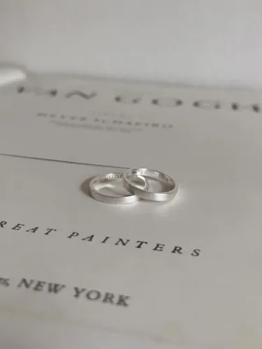 Par de alianças, laminada, 3mm, fosco- Prata 950