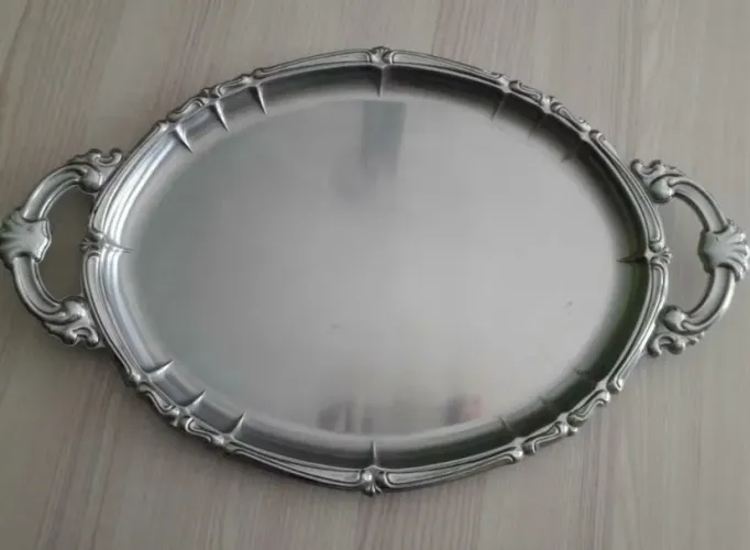Bandeja Oval em Metal Inox | Donareliquias | Antiguidades 
