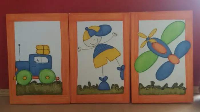 Quadro infantil com textura em alto relevo