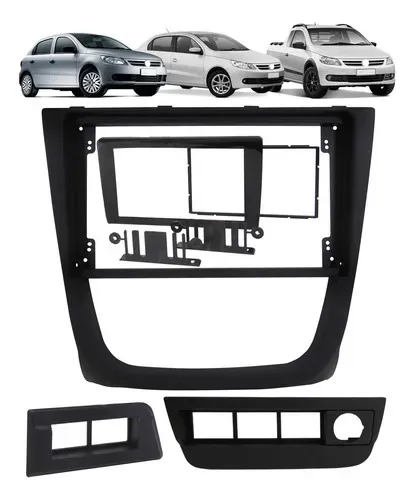 Moldura Dvd 2 Din 9 Polegadas Vw Gol Saveiro Voyage G5 Preto