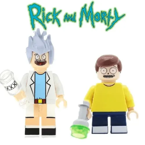 Minifiguras LEGO Rick e Morty boneco colecionáveis presente geek nerd chaveiro mini figura