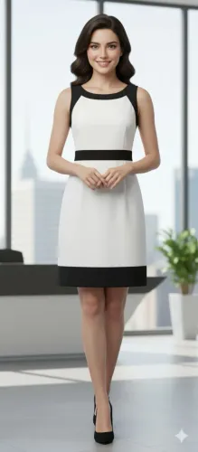 Vestido Tubinho off White com detalhes pretos - Tam 40 marca Ann Taylor Petite