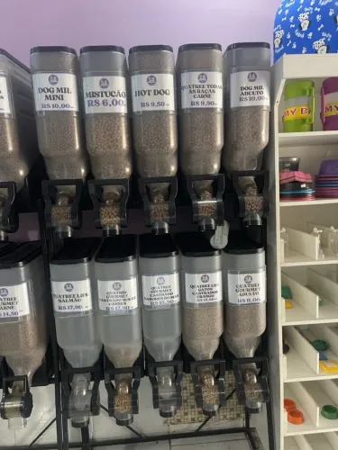 Dispenser de ração a granel para pet shop