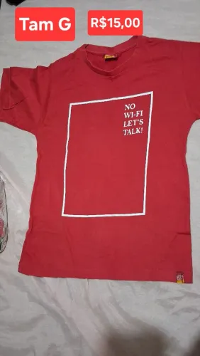 Camiseta Vermelha Infantil "No Wi-Fi Let's Talk"