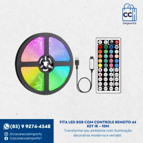 Fita LED RGB com Controle Remoto 44 Key IR - 10m