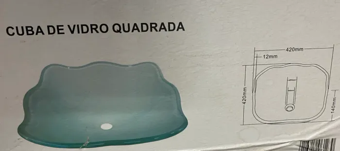 Cuba de Vidro Temperado Ondulada para Banheiro - 42cm (Nova)