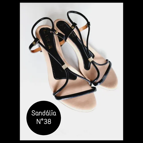 Sandália Tira Preta N°38
