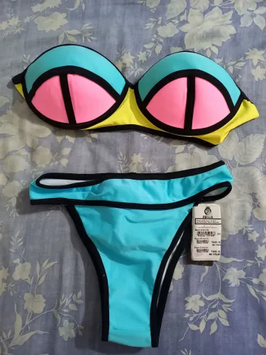 Biquini Colorido Color Block Neon G