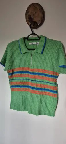 Camisa Polo Tricot Verde Listrada