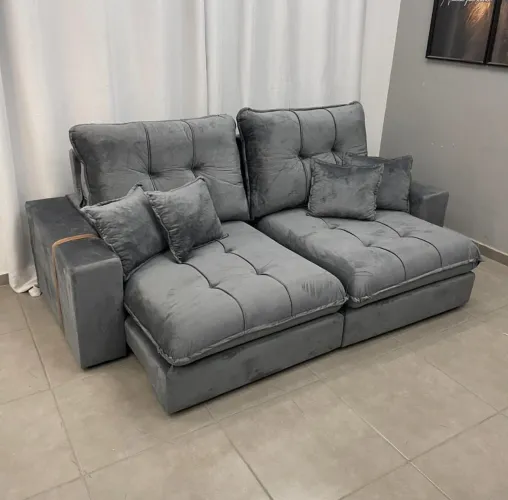 SOFÁ RETRATIL RECLINAVEL 2,30 CM MOLAS ENSACADA