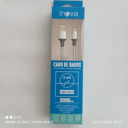 Cabo celular USB C carrega rápido 3m 2.4A Inova 