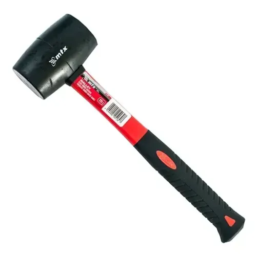 MARTELO DE BORRACHA MTX 225G PRETA E BRANCA CABO DE FIBRA DE VIDRO