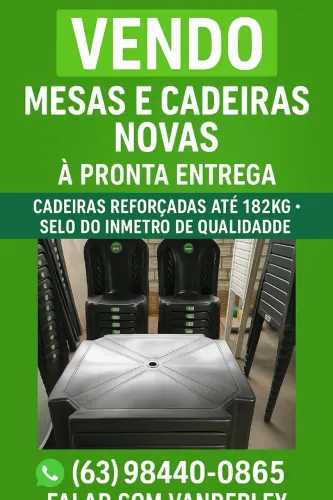 Vendo mesas e cadeiras novas a pronta entrega 