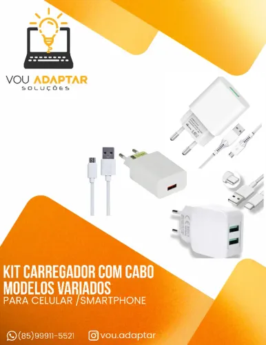 Kit 20x Carregadores e Cabo para Celular Smartphone variados