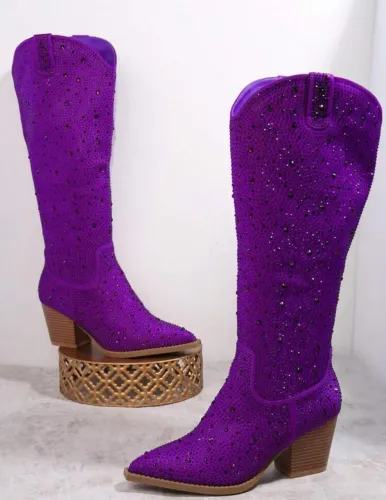 Bota Texana Roxo com Strass - Arrase no Look!