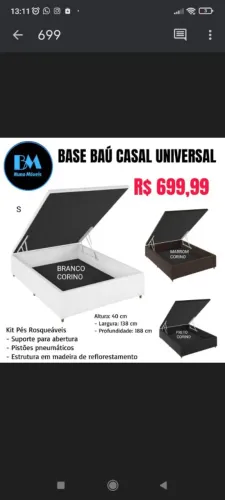 Base Baú Casal Universal - Diversas Cores