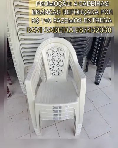 4 Cadeiras Brancas Reforçadas - R$ 195 - Entrega Grátis