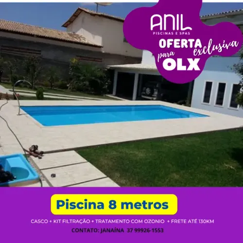 Ja - Piscina perfeita p/ natação com filtro e ozonio, frete até 130km - 8 x 3,5 x 1,30m