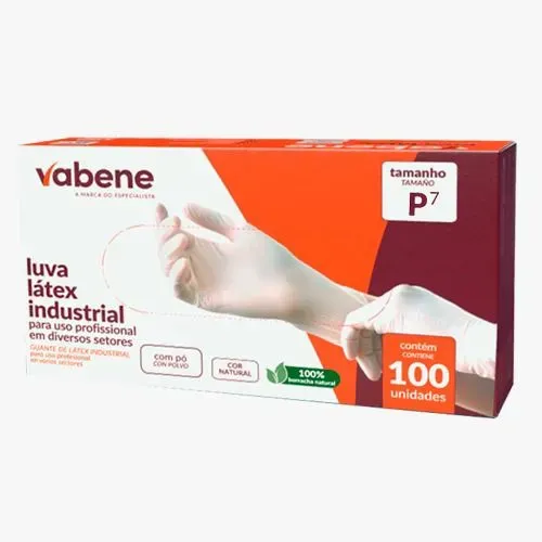 Luvas Procedimento Latex Com Po P-M- Vabene Caixa C/ 100un Super Confortável
