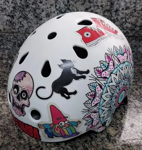 Capacete Oxelo MF500 "Mandala" Branco excelente estado - skate patins patinete bike