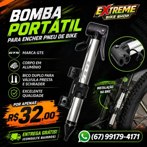 Bomba de pneu GTS ( bico duplo) em alumínio.