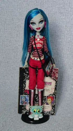 Boneca Monster High Ghoulia Yelps w1 elástico preto